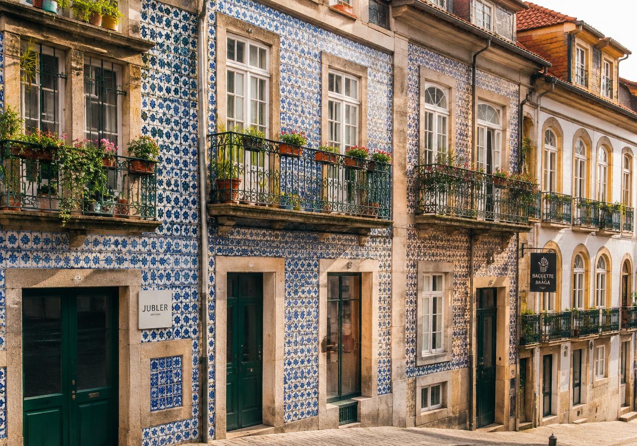 Casas com fachadas de azulejo em Braga